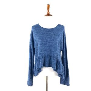 Max N Chester Blue Ruffle Hem Peplum Style Top, Size 6